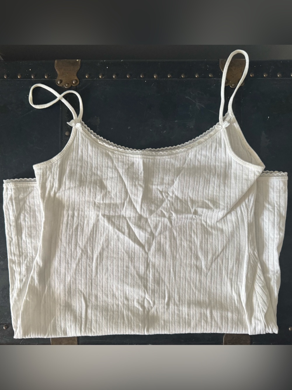 NOBLE Ivory Ribbed Camisole | Lace Trim